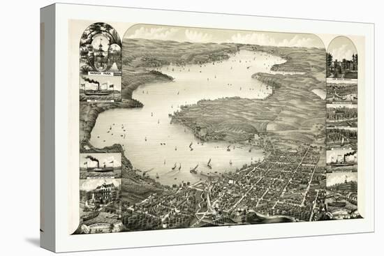 Bird's Eye View of Lake Geneva, Walworth Co., Wis. 1882, USA, America-null-Stretched Canvas