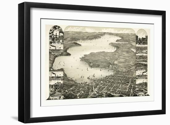 Bird's Eye View of Lake Geneva, Walworth Co., Wis. 1882, USA, America-null-Framed Giclee Print