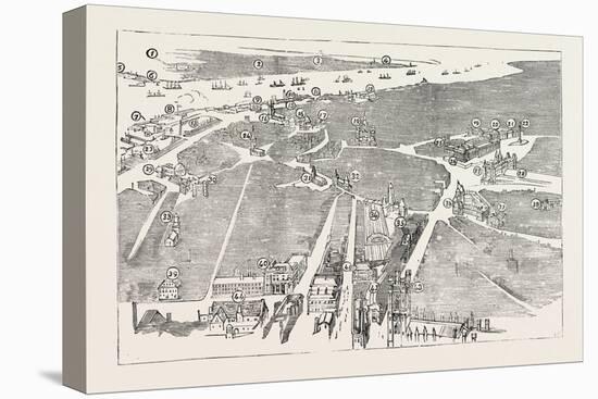 Bird's Eye View of Liverpool, 1885-null-Stretched Canvas