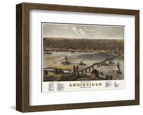 Bird’s Eye View of Louisville, Kentucky, 1876-A^ Ruger-Framed Art Print