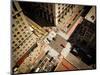 Bird's Eye View of Manhattan, Looking down at People and Yellow Taxi Cabs Going down 5Th Avenue. To-Heather Shimmin-Mounted Photographic Print