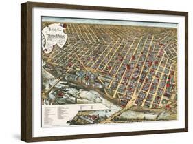 Bird’s Eye View of Minneapolis, Minnesota, 1891-Frank Pezolt-Framed Giclee Print