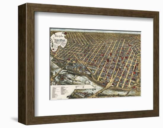 Bird’s Eye View of Minneapolis, Minnesota, 1891-Frank Pezolt-Framed Art Print