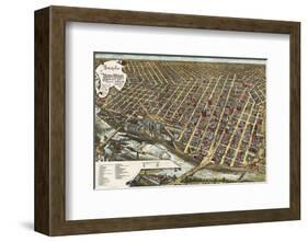 Bird’s Eye View of Minneapolis, Minnesota, 1891-Frank Pezolt-Framed Art Print