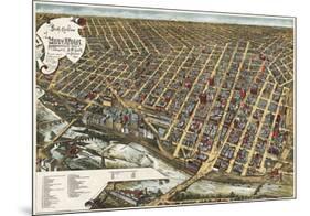 Bird’s Eye View of Minneapolis, Minnesota, 1891-Frank Pezolt-Mounted Art Print