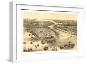 Bird's Eye View of New York and Brooklyn, Circa 1851, USA, America-John Bachmann-Framed Giclee Print