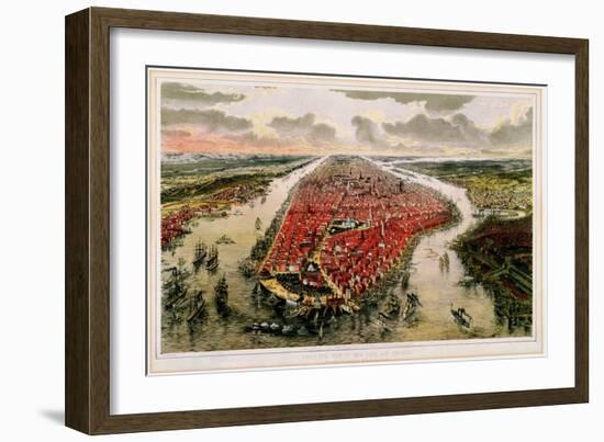 Bird'S-Eye View of New York and Environs-John Bachman-Framed Giclee Print