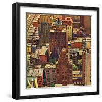 "Bird's-Eye View of New York City," August 17, 1946-John Falter-Framed Giclee Print