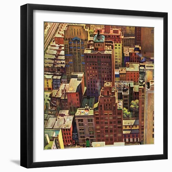 "Bird's-Eye View of New York City," August 17, 1946-John Falter-Framed Giclee Print