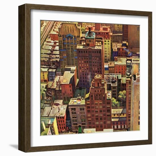 "Bird's-Eye View of New York City," August 17, 1946-John Falter-Framed Premium Giclee Print