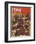 "Bird's-Eye View of New York City," Saturday Evening Post Cover, August 17, 1946-John Falter-Framed Giclee Print