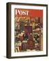 "Bird's-Eye View of New York City," Saturday Evening Post Cover, August 17, 1946-John Falter-Framed Giclee Print