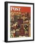 "Bird's-Eye View of New York City," Saturday Evening Post Cover, August 17, 1946-John Falter-Framed Giclee Print