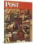 "Bird's-Eye View of New York City," Saturday Evening Post Cover, August 17, 1946-John Falter-Stretched Canvas