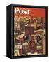 "Bird's-Eye View of New York City," Saturday Evening Post Cover, August 17, 1946-John Falter-Framed Stretched Canvas