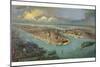 Bird's Eye View of New York City with the Hudson River and the New Jersey Waterfront on the Left-null-Mounted Giclee Print