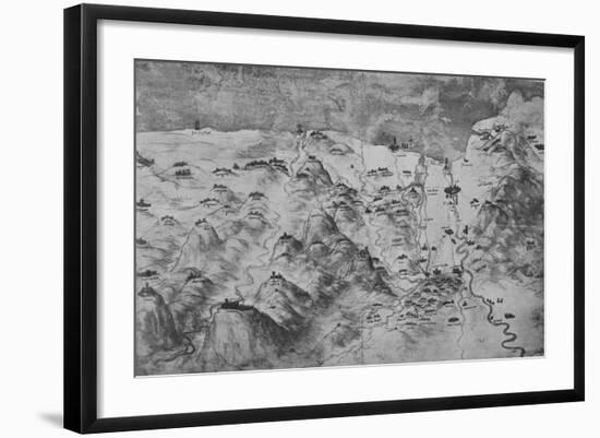 'Bird's-Eye View of Part of Tuscany', c1480 (1945)-Leonardo Da Vinci-Framed Giclee Print