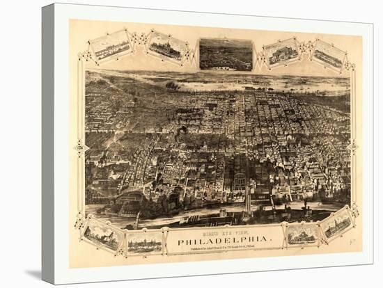 Bird's Eye View of Philadelphia Between the Schuykill River-null-Stretched Canvas