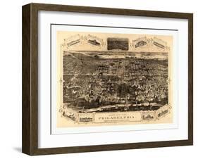 Bird's Eye View of Philadelphia Between the Schuykill River-null-Framed Giclee Print