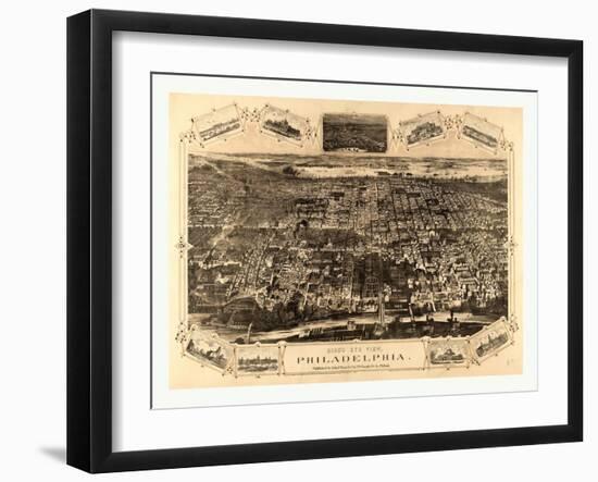 Bird's Eye View of Philadelphia Between the Schuykill River-null-Framed Giclee Print