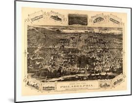 Bird's Eye View of Philadelphia Between the Schuykill River-null-Mounted Giclee Print