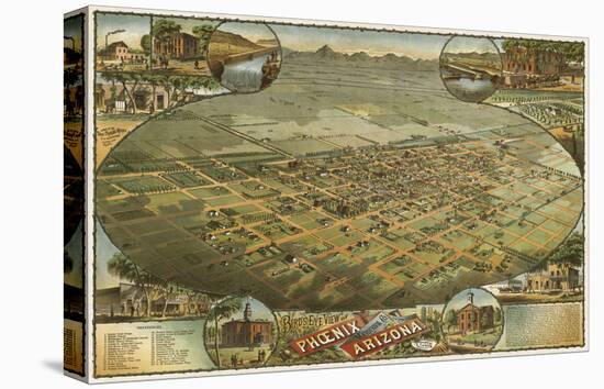 Bird’s Eye View of Phoenix, Arizona, 1885-C^J^ Dyer-Stretched Canvas