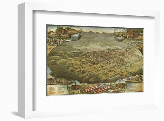 Bird’s Eye View of Phoenix, Arizona, 1885-C^J^ Dyer-Framed Art Print