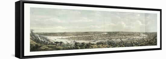 Bird's Eye View of Pittsburgh at the Confluence of the Monongahela-null-Framed Stretched Canvas