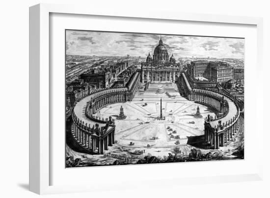 Bird's-Eye View of St. Peter's Basilica and Piazza, Form the 'Views of Rome' Series, C.1760-Giovanni Battista Piranesi-Framed Giclee Print