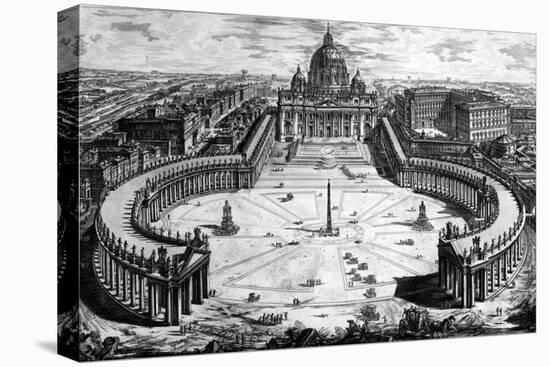 Bird's-Eye View of St. Peter's Basilica and Piazza, Form the 'Views of Rome' Series, C.1760-Giovanni Battista Piranesi-Stretched Canvas