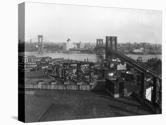 Bird's Eye View of the Brooklyn Bridge-null-Stretched Canvas