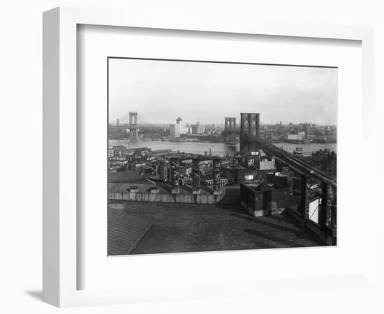 Bird's Eye View of the Brooklyn Bridge-null-Framed Photographic Print