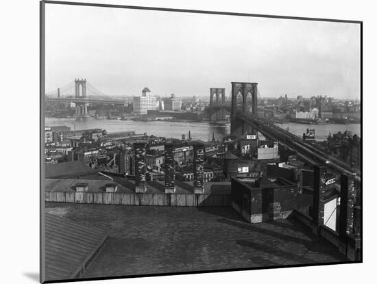 Bird's Eye View of the Brooklyn Bridge-null-Mounted Photographic Print