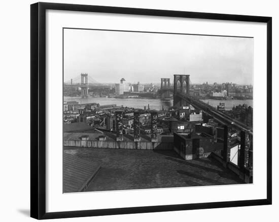 Bird's Eye View of the Brooklyn Bridge-null-Framed Photographic Print