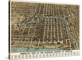 Bird’s Eye View of the Business District of Chicago, 1898-Poole Bros^-Stretched Canvas