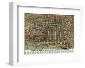 Bird’s Eye View of the Business District of Chicago, 1898-Poole Bros^-Framed Art Print