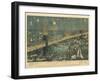 Bird's-Eye View of the Great New York and Brooklyn Bridge and Grand Display of Fireworks, 1883-American School-Framed Giclee Print