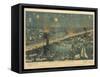 Bird's-Eye View of the Great New York and Brooklyn Bridge and Grand Display of Fireworks, 1883-American School-Framed Stretched Canvas