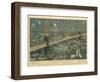 Bird's-Eye View of the Great New York and Brooklyn Bridge and Grand Display of Fireworks, 1883-American School-Framed Giclee Print