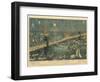 Bird's-Eye View of the Great New York and Brooklyn Bridge and Grand Display of Fireworks, 1883-American School-Framed Giclee Print