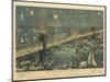 Bird's-Eye View of the Great New York and Brooklyn Bridge and Grand Display of Fireworks, 1883-American School-Mounted Giclee Print