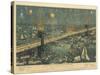 Bird's-Eye View of the Great New York and Brooklyn Bridge and Grand Display of Fireworks, 1883-American School-Stretched Canvas