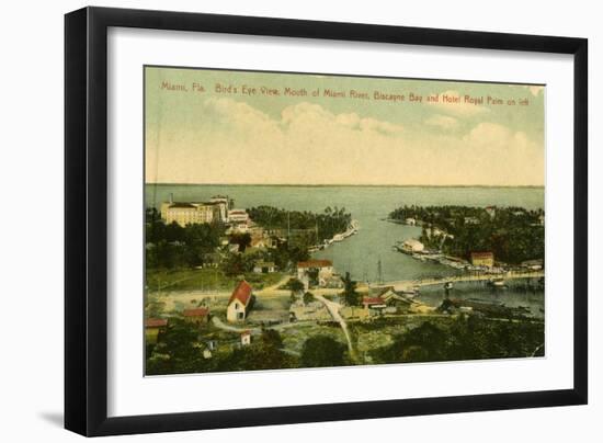 Bird's Eye View of the Mouth of the Miami River, Biscayne Bay and Hotel Royal Palm on Left, C.1910-null-Framed Giclee Print