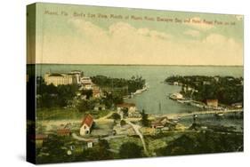 Bird's Eye View of the Mouth of the Miami River, Biscayne Bay and Hotel Royal Palm on Left, C.1910-null-Stretched Canvas