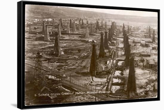 Bird's Eye View of the Oilfield of the Creditu Minier Moreni-Prahova-null-Framed Stretched Canvas