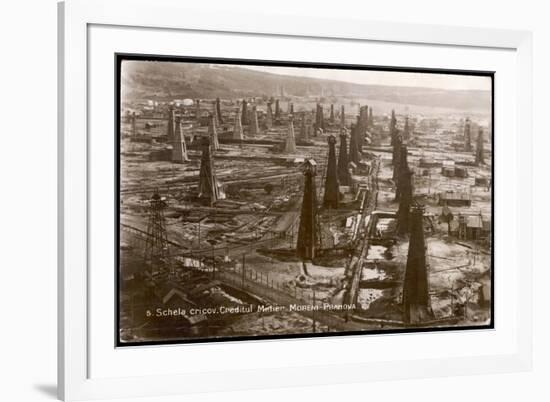 Bird's Eye View of the Oilfield of the Creditu Minier Moreni-Prahova-null-Framed Premium Giclee Print