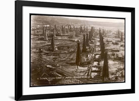 Bird's Eye View of the Oilfield of the Creditu Minier Moreni-Prahova-null-Framed Premium Giclee Print