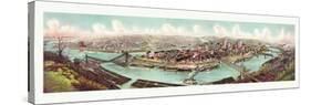 Bird's Eye View of the Skyline of Pittsburg at the Confluence of the Allegheny and Monongahela Rive-null-Stretched Canvas