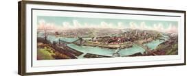 Bird's Eye View of the Skyline of Pittsburg at the Confluence of the Allegheny and Monongahela Rive-null-Framed Premium Giclee Print