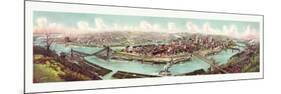 Bird's Eye View of the Skyline of Pittsburg at the Confluence of the Allegheny and Monongahela Rive-null-Mounted Premium Giclee Print